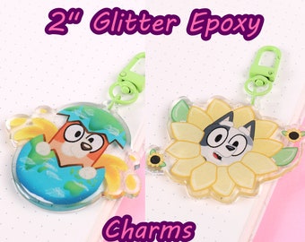 Bluey Charms Glitter Epoxy 2 Inch