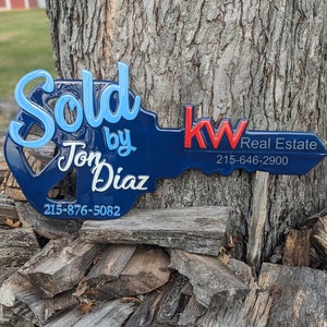SOLD Key Sign, Marketing prop for closing photos, Key Sign for Realtors, Realtor Gift, Closing Sign, Sold Sign, Custom key sign