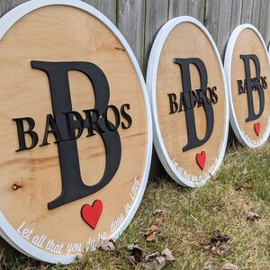 Round last name sign, wedding round sign, established sign, Initial sign, custom last name sign, first home sign, last name wedding sign