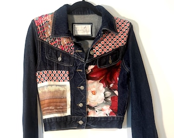 Jeans reciclado retrabalhado vintage patchwork