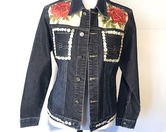 Jeans reciclado e retrabalhado, patchwork vintage