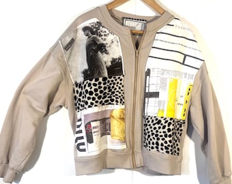 Repurposed Modern Patchwork Zip Jacket