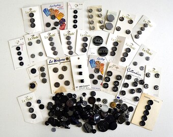 vintage black gray button card lot vintage sewing notions buttons collectible buttons