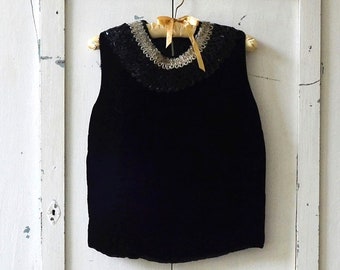 vintage black velvet sequin top