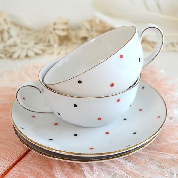 Polka Dot Tea Cups Etsy