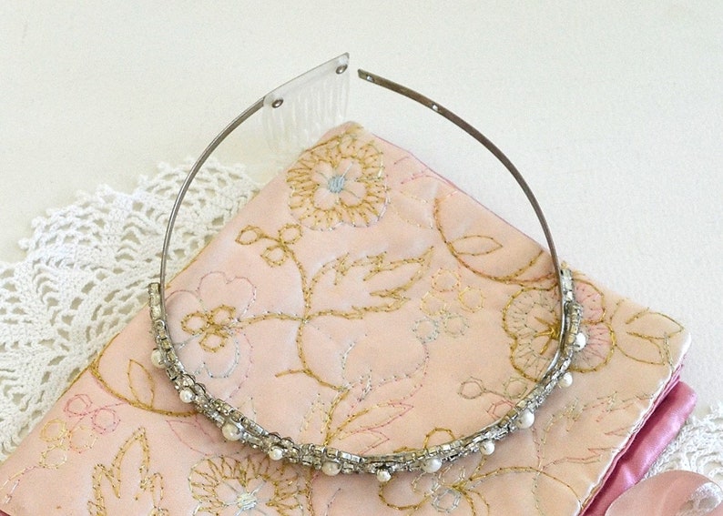 vintage rhinestone pearl tiara prom crown clear rhinestone bridal tiara wedding tiara crown dress up tiara