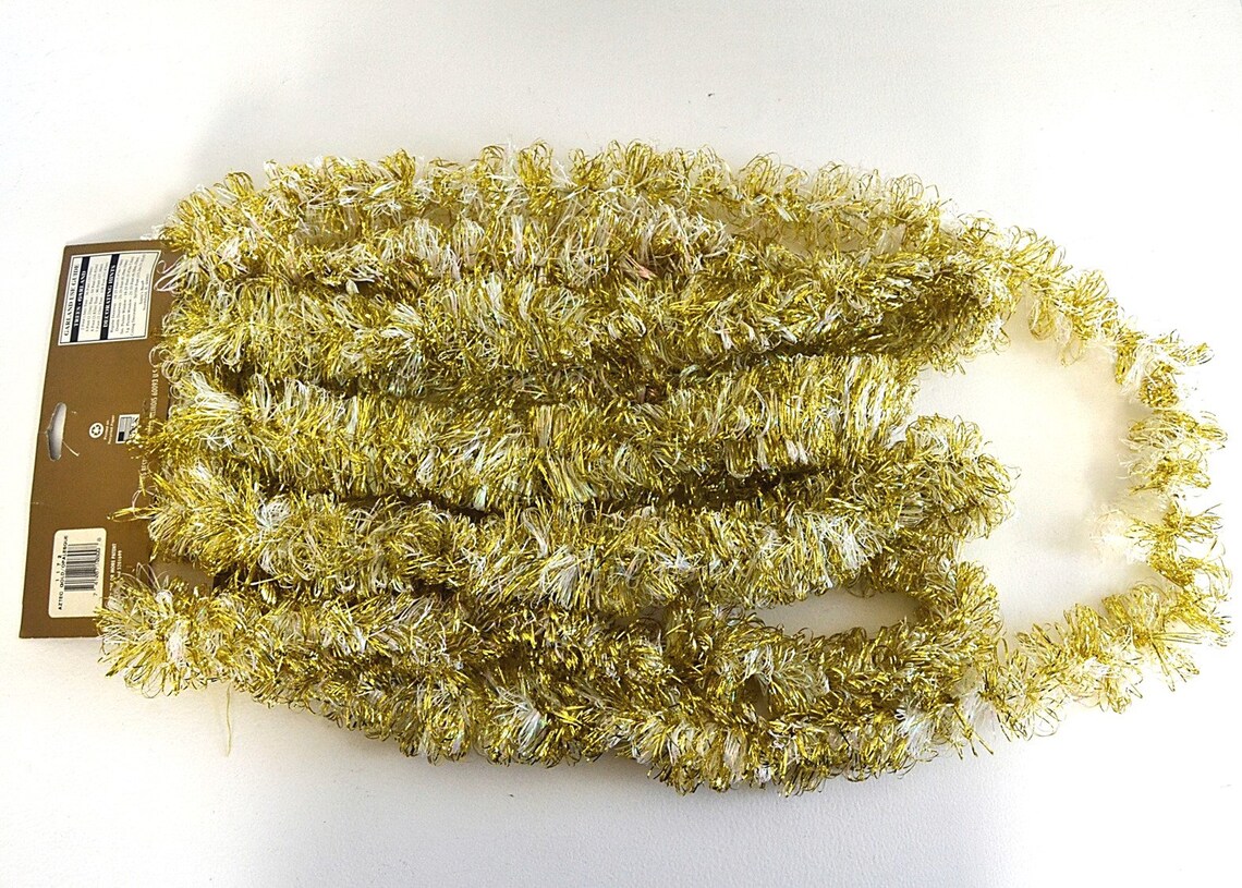 Vintage tinsel garland gold opalesque tinsel 15ft garland Etsy 日本