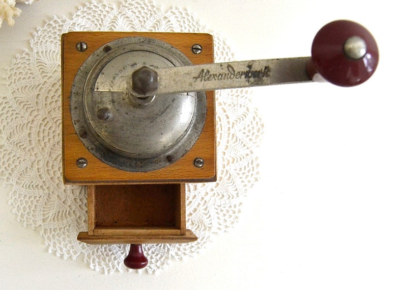 vintage manual coffee bean grinder brown wooden coffee grinder German coffee grinder
