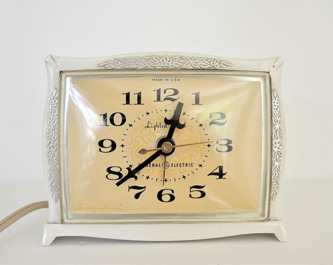 Vintage White Clock Electric Alarm Clock General Electric Clock White