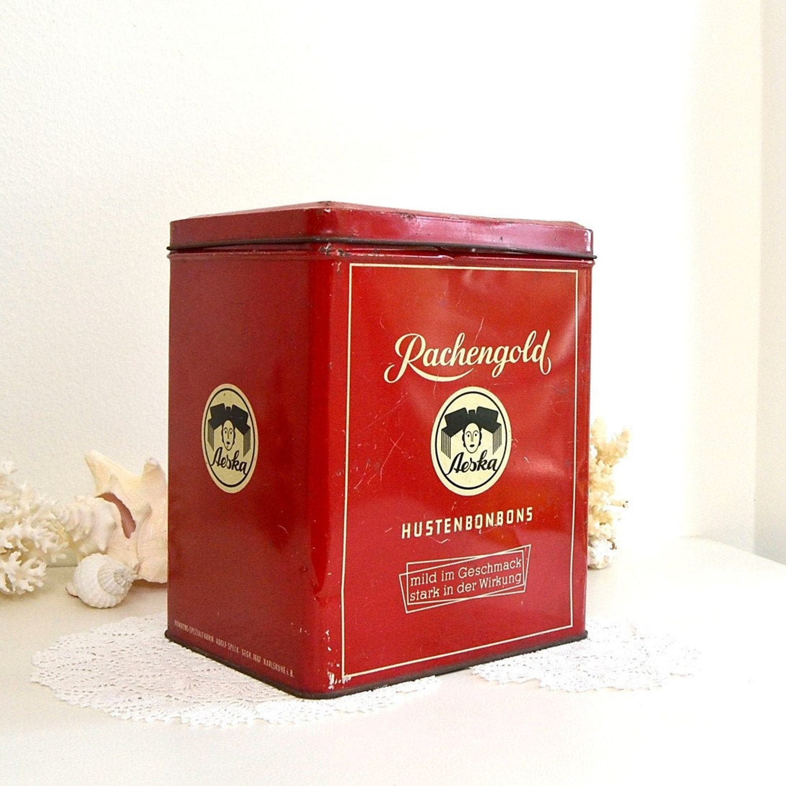 Vintage Large German Cough Drop Tin Advertisement Tin Etsy