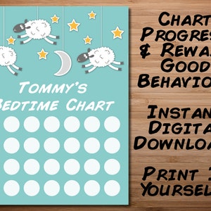 Grafico della buonanotte delle simpatiche pecorelle assonnate / Progresso grafico + Ricompensa buon comportamento / Personalizza + Stampa Download istantaneo!