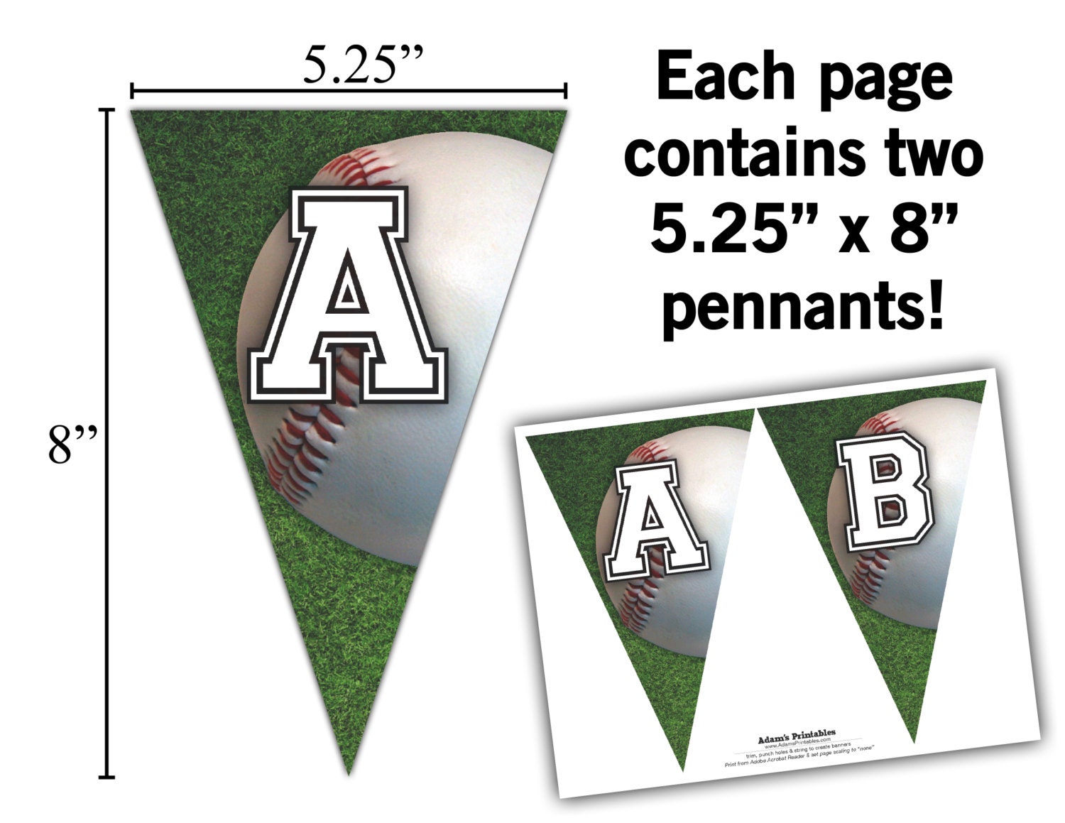 Baseball PennantStyle Banner Instant .PDF Download Etsy España