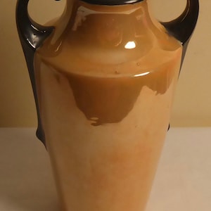 1920&#39;s Art Nouveau Wehinger Czechoslovakia Peach Iridescent 6 6/8&quot; Vase - Antique Czechoslovakian Peach Iridescent Vase - Antique Czech Vase