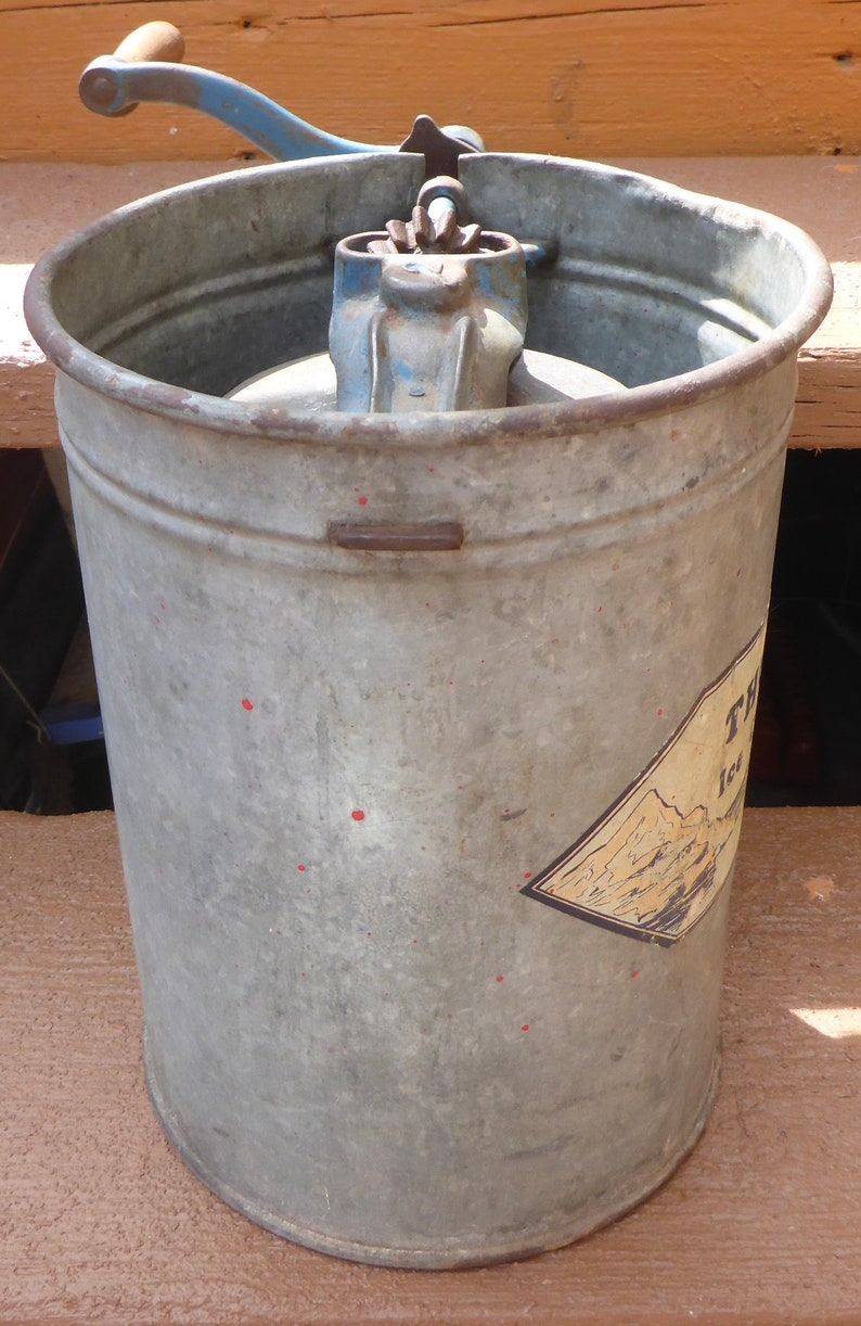 Antique Galvanized Hand Crank Ice Cream Maker Antique Acorn Etsy