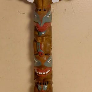 Vintage BOMA Totem Pole made in Canada - BOMA Canada 10 1/4&quot; Hand Painted Totem Pole - Northwest Coast Haida Indigenous Totem Pole