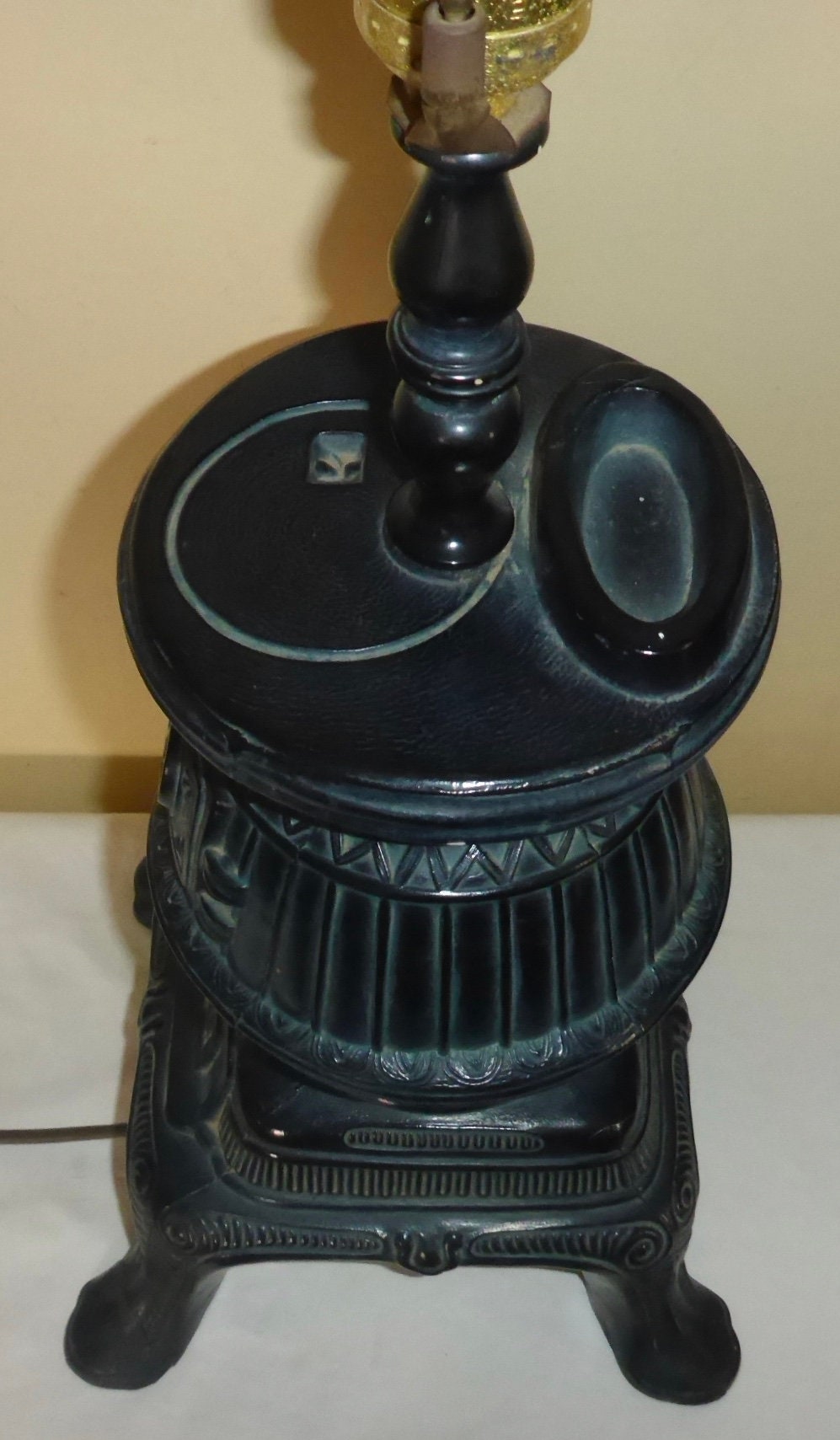 Vintage Pot Belly Stove Lamp With Custom Made Shade Vintage Etsy