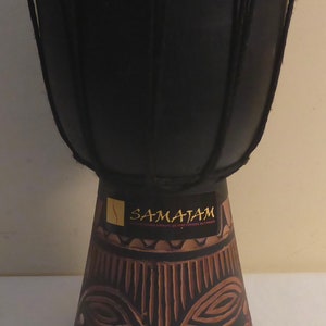Hand Carved African Djembe Drum - Hand Carved Wood African Bongo Drum - African Tribal Drum - Hand Carved Percussion Instrument