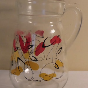 Vintage Retro Glass Water Pitcher made in France - Vintage Retro Glass Juice Pitcher made in France - Vintage French Glass Jug