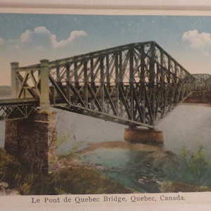 Cartão postal vintage da ponte Le Pont de Quebec, Quebec, Canadá - Cartão postal PQ da ponte Le Pont de Quebec publicado pela Librairie Garneau Ltee Quebec