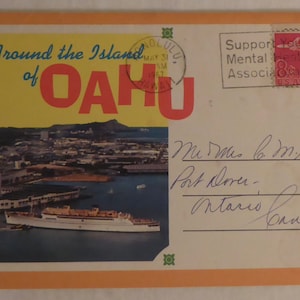 Carnet de cartes postales vintage en souvenir de l'île d'Oahu - Cartes postales vintage Le tour de l'île d'Oahu - Cartes postales vintage d'Oahu