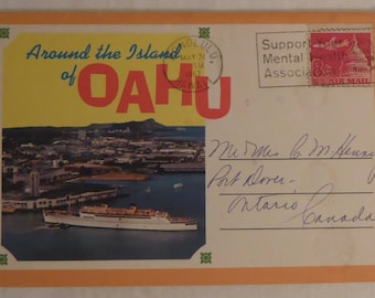 Vintage Souvenir of Oahu Island Postcard Booklet - Vintage Around the Island of Oahu Post Cards - Vintage Oahu Post Cards