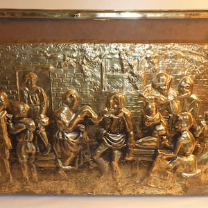 Vintage Hammered Brass Magazine Rack - Vintage Hammered Brass Magazine Box - Vintage Medieval Themed Embossed Brass Magazine Rack