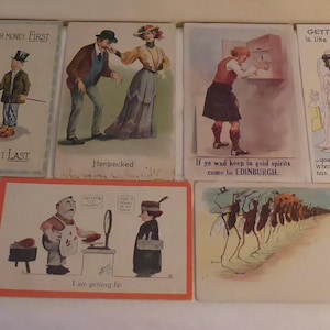 12 cartes postales humoristiques anciennes - 12 cartes postales comiques de l'époque victorienne - cartes postales comiques des années 1900 - 12 cartes postales humoristiques anciennes