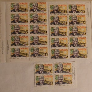 5 Blocks of Canadian Stephen Leacock 1969 5 Cent Stamps - 44 Stephen Leacock 1969 5 Cent Stamps - Vintage Canadian Stamps - Stamp Collecting