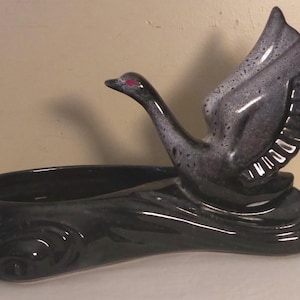 Vintage Beauceware Canada Black and Grey Swan Planter - MCM Ceramique de Beauce 544 Black Swan Planter - MCM Canadian Pottery