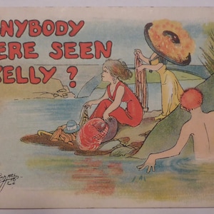 Antique 1908 Carte postale d'Albert Carmichael Quelqu'un a vu Kelly ici ? - Carte postale Carmichael série 668 de Taylor Pratt and Company, 1908