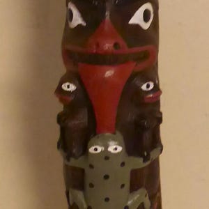 Vintage BOMA Totem Pole made in Canada - BOMA Canada 12 1/2&quot; Hand Painted Totem Pole - Northwest Coast Haida Indigenous Totem Pole