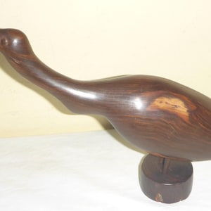 Vintage MCM Wooden Hand Carved Bird Figurine - MCM Wood Hand Carved Long Necked Bird - MCM Bird Decor - Hand Carved Bird Folk Art