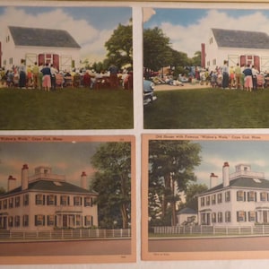 4 cartes postales vintage de Cape Cod, Massachusetts - Une vente aux enchères de cartes postales de Cape Cod, Massachusetts - Carte postale Old House with Widows Walk, Cape Cod, Massachusetts
