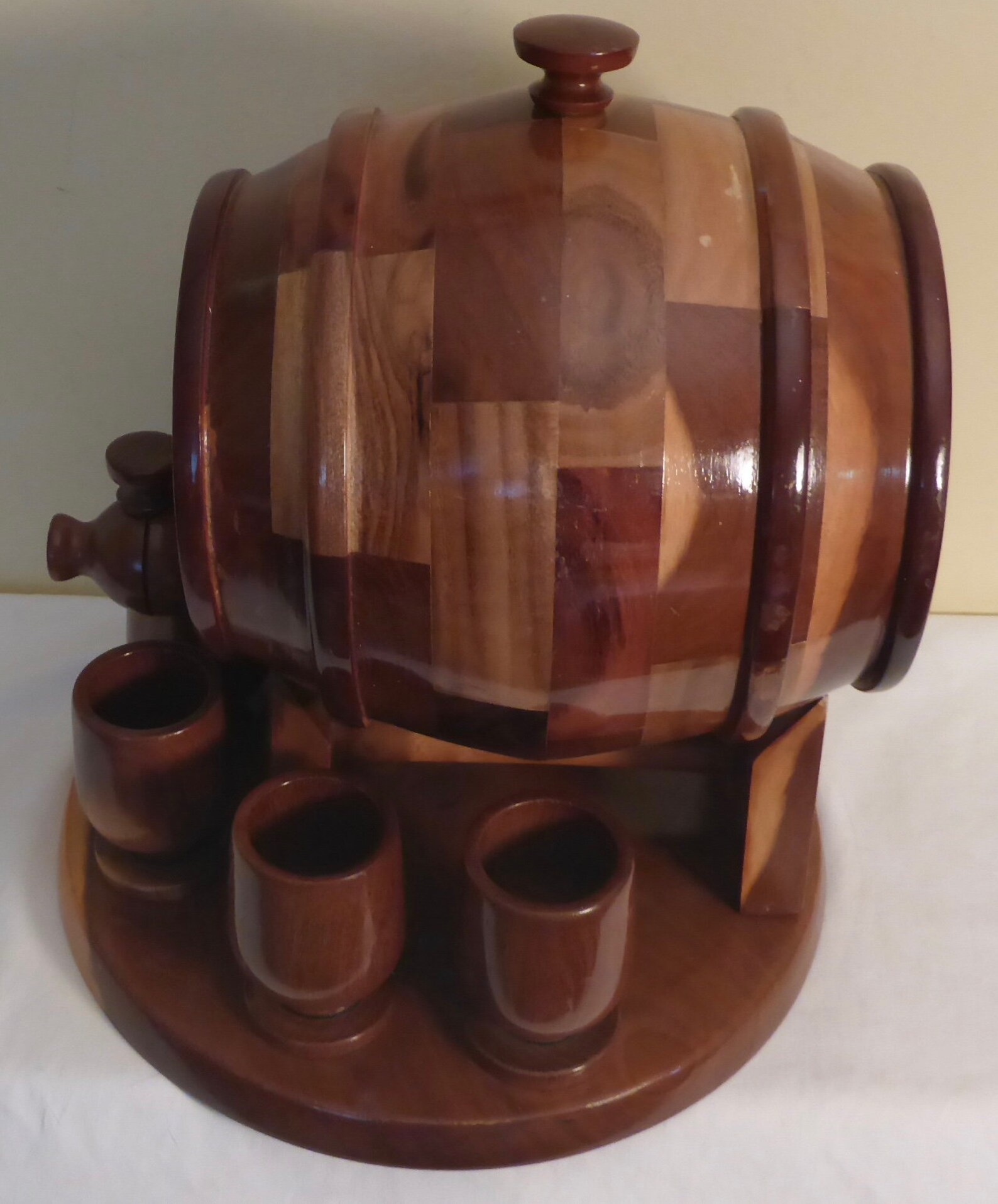 Vintage Wooden Whiskey Barrel Keg on Stand with 6 Shot Glasses Etsy