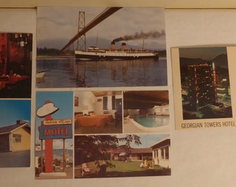 4 Vintage Vancouver British Columbia Post Cards - 4 Vintage British Columbia Canada Post Cards - Kelowana British Columbia Post Card