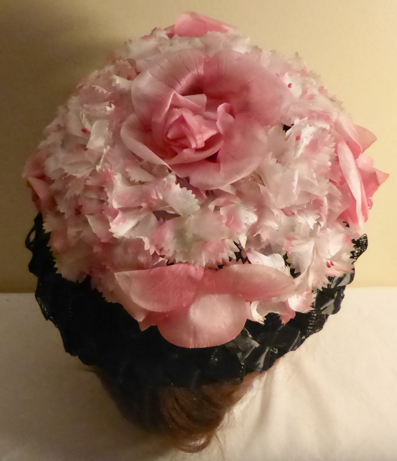 Vintage Pink Floral & Straw Hat - Vintage Pink Floral Hat  display picture 1
