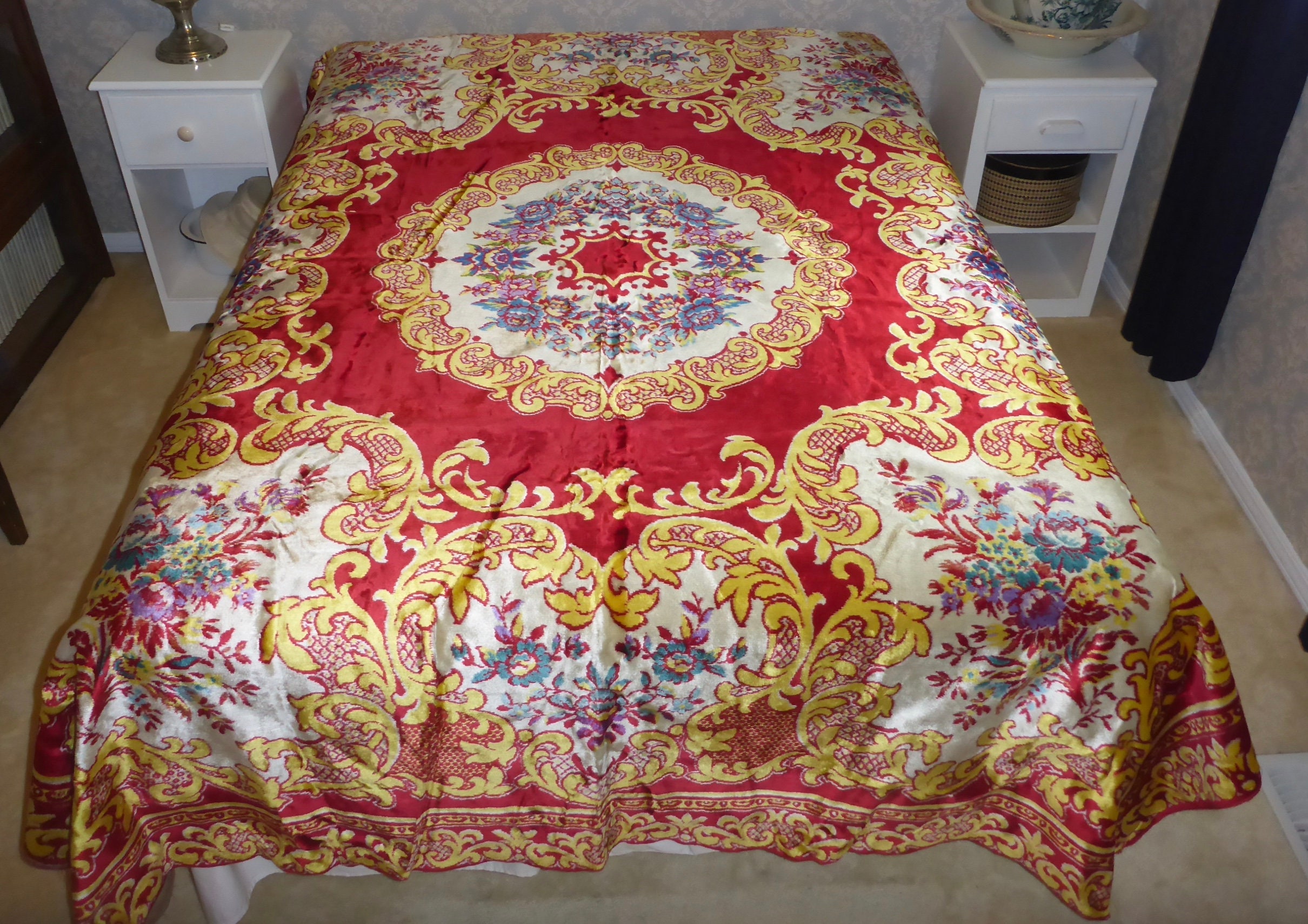 Vintage Italian Velvet Bedspread Vintage Italian Wedding Etsy