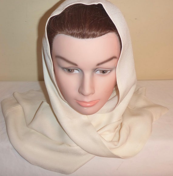 Vintage Beige Silk Scarf Vintage Silk Head Scarf Vintage Silk Scarf 51" x 11 1/2" Long Vintage Silk Scarf