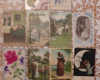 Lot of Antique Sweetheart Postcards Circa Early 1900's - Early 1900's Sweetheart Postcards - Antique Valentines Post Cards - Old Post Cards