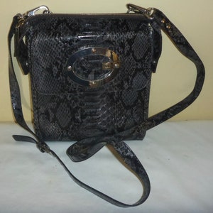 Vintage Guess Faux Alligator Shoulder Bag - Vintage Black/Grey Faux Alligator Guess Purse - Vintage Guess Alligator Look Shoulder Bag