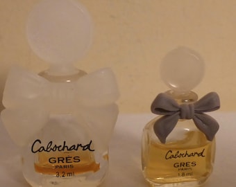2 Vintage Cabochard Gres Paris Miniature Perfume Bottles - 1950's Miniature Cabochard Gres Paris Perfumes - Miniature Perfumes