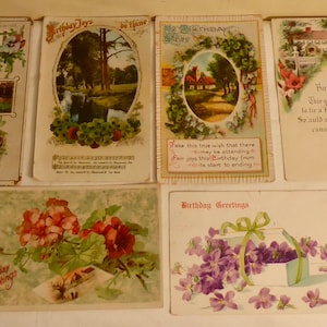 10 Antique Birthday Post Cards - 10 Early 1900's Birthday Greeting Post Cards - 10 Victorian Birthday Post Cards - Antique Post Cards