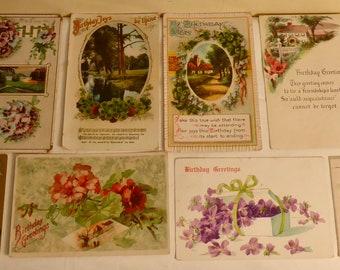 10 Antique Birthday Post Cards - 10 Early 1900's Birthday Greeting Post Cards - 10 Victorian Birthday Post Cards - Antique Post Cards