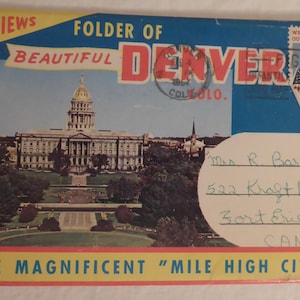 1967 Beautiful Denver Colorado Post Card Booklet - Vintage 1960&#39;s Denver Colorado Post Cards -Souvenir of Denver Colorado