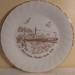 Vintage Mill Scene Plaster Rock N.B. Collector Plate-Souvenir of Plaster Rock New Brunswick Canada Collector Plate -New Brunswick Souvenir