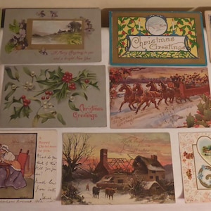 11 Antique Christmas Post Cards Circa Early 1900's-11 Victorian Era Christmas Post Cards-Antique Christmas Post Cards-Victorian Christmas