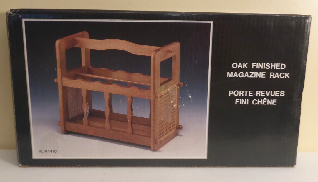 Vintage Oak Finished Magazine Rack NIB - Vintage Consumers Distributing ...