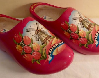 Authentic Vintage Dutch Wooden Shoes made in Netherlands by Klompenfabriek Nijhuis B.V. Size 43-44 (Size 10) - Real Wooden Shoes Size 10