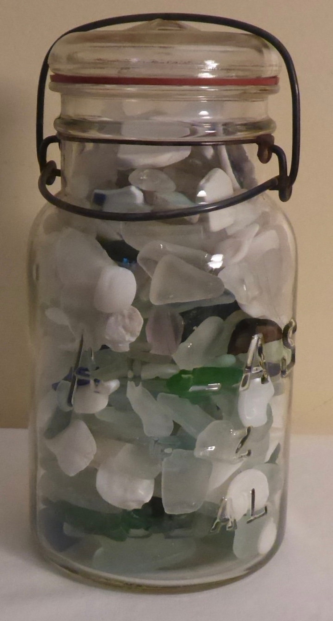 Antique Bail Hook Atlas EZ Seal Canning Jar Filled With Genuine Lake