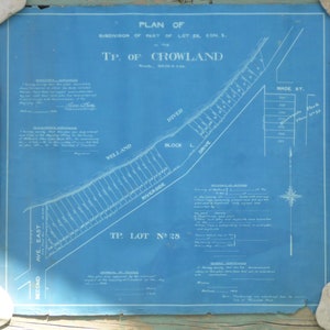1913 Blueprint of a Plan of Subdivision on Riverside Drive Welland Ontario Canada - Unregistered Copy